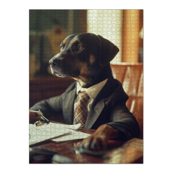 Puzzle Ravensburger "Business-Labrador" artboxONE - Tiere,Lustig - Anthropomorphismus,Geschäft,Niedlich,Hund,Lustig,Labrador,Büro,Anzug,Krawatte