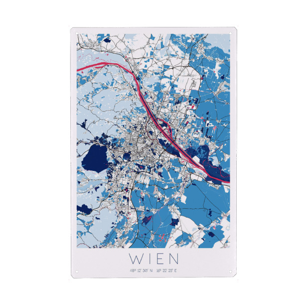 Metall Poster "Stadt Wien" artboxONE - Städte / Wien,Kartografie