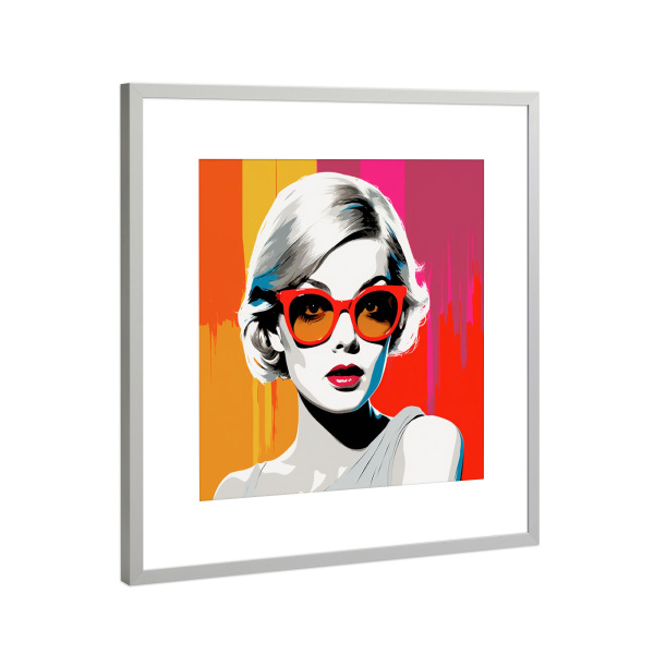 Poster mit Rahmen Silber "A Woman's Glimpse into Fame" artboxONE - Abstrakt,Menschen,Schwarzweiß - Porträt,Pop-art,Frau,Rosa,Kunst,Gesicht,Ruhm