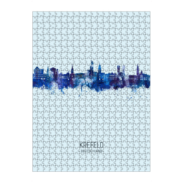 Puzzle Ravensburger "Krefeld Skyline Dunkelblau" artboxONE - Städte - Krefeld,Deutschland,Skyline,Stadtbild,Aquarell,Gemälde - Bild krefeld