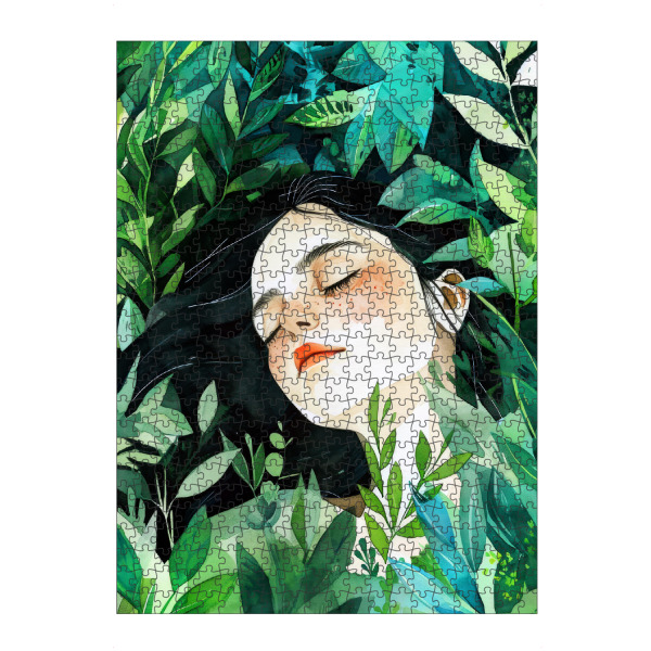 Puzzle Ravensburger "Schlafen im Gras" artboxONE - Natur,Menschen - Frau,Mädchen,Dame,Aquarell,Stillleben,Natur - Bild frau