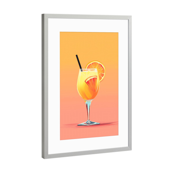Poster mit Rahmen Silber "Sommercocktail" artboxONE - Essen & Trinken / Alkohol - Kunst,Cocktail,Getränk,Glas,Orange,Malerei,Rose,Sommer