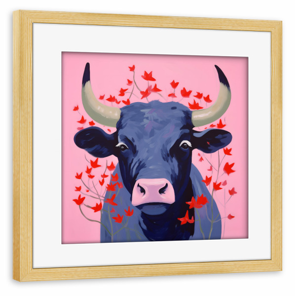 Poster mit Rahmen kiefer "Niedliche Kuh" artboxONE - Natur,Floral,Tiere