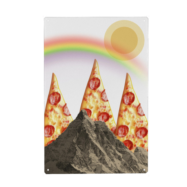 Metall Poster "The pizza mountain" artboxONE - Abstrakt,Lustig