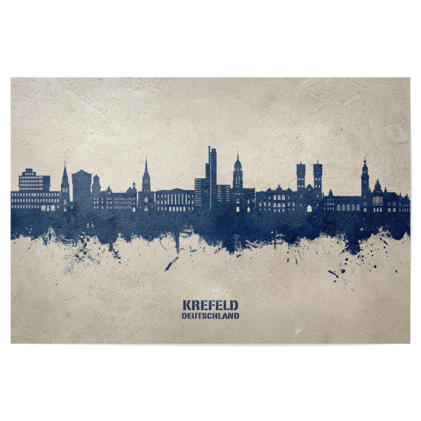 Poster "Krefeld - Skyline PaintBlue" artboxONE - Städte - Krefeld,Deutschland,Skyline,Stadtbild,Aquarell,Gemälde