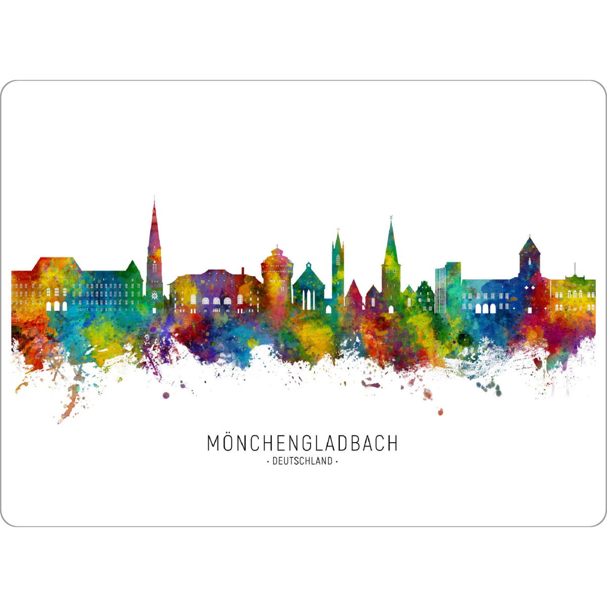 Tischset "Mönchengladbach Skyline txt" artboxONE - Städte - Mönchengladbach,Stadtbild,Stadtbild,Aquarell,Malerei,Deutschland,Skyline