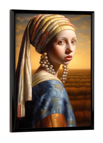 Poster mit schwarzem Rahmen "Mädchen mit Perlenohrringe" artboxONE - Natur,Abstrakt,Menschen