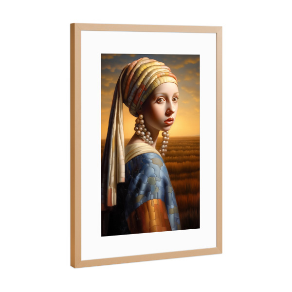 Poster mit Rahmen Kupfer "Mädchen mit Perlenohrringe" artboxONE - Natur,Abstrakt,Menschen