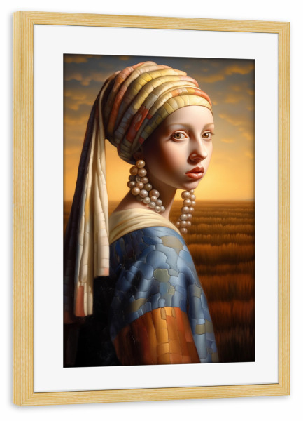 Poster mit Rahmen kiefer "Mädchen mit Perlenohrringe" artboxONE - Natur,Abstrakt,Menschen
