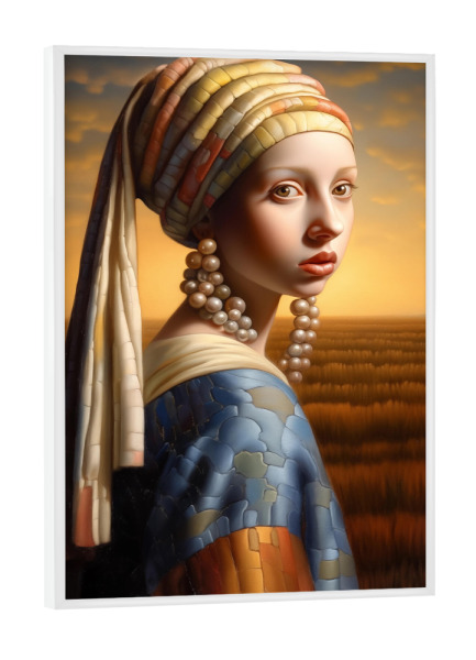 Poster mit weißem Rahmen "Mädchen mit Perlenohrringe" artboxONE - Natur,Abstrakt,Menschen