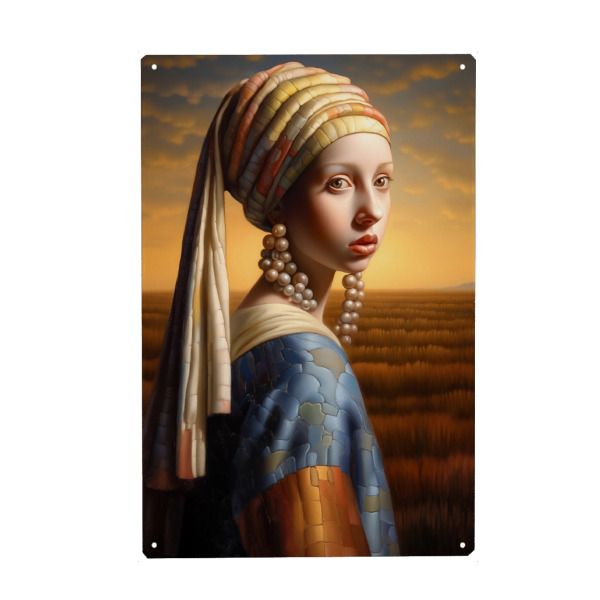 Holzbild "Mädchen mit Perlenohrringe" artboxONE - Natur,Abstrakt,Menschen