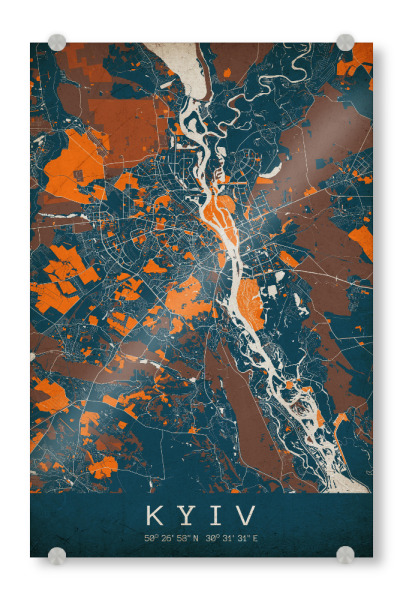 Acrylglasbild "Kiew Vintage Stadtplan" artboxONE - Städte / Weitere,Kartografie