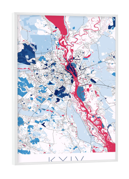 Poster mit weißem Rahmen "Kiew als City Map" artboxONE - Städte / Weitere,Kartografie