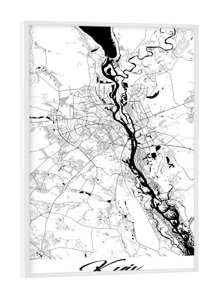 Poster mit weißem Rahmen "Kiew City Map" artboxONE - Schwarzweiß,Städte / Weitere,Kartografie
