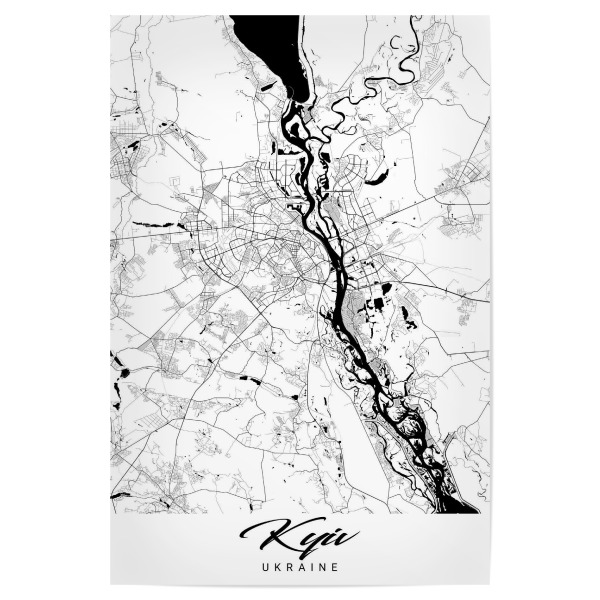 Poster 30x20 cm "Kiew City Map" artboxONE - Schwarzweiß,Städte / Weitere,Kartografie