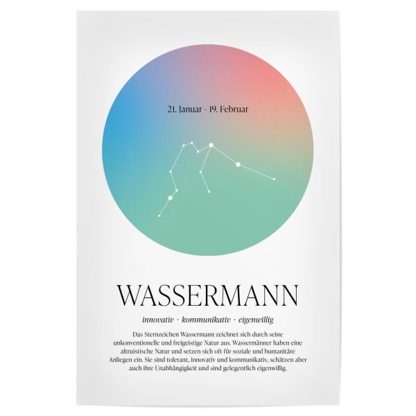 Poster 30x20 cm "Sternbild Sternzeichen Wassermann" artboxONE - Für Kinder,Für Mama,Für Papa,Galaxy