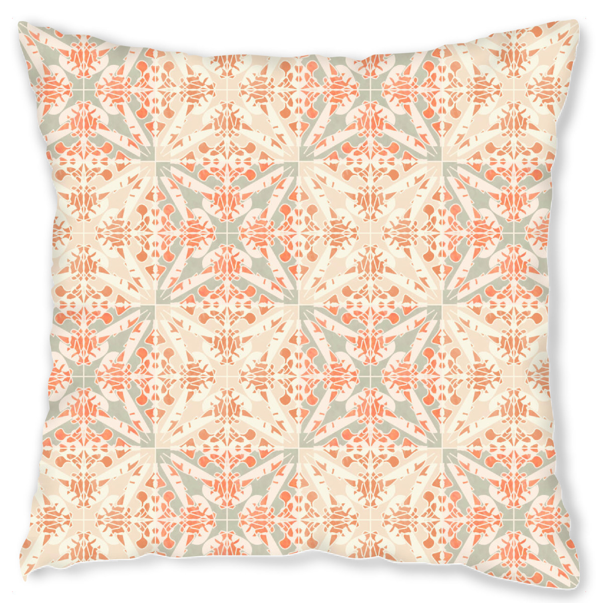Design-Kissen "Korallenmottenfliesen" artboxONE - Abstrakt,Geometrie - Muster,Pastell,Motte,Tapete,Fliesen,Kaleidoskop,Art deco