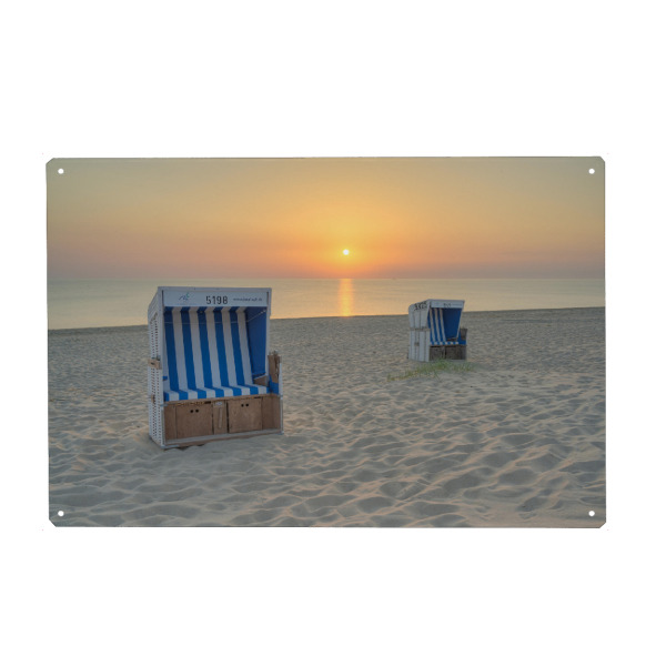 Holzbild "Standkörbe in Rantum auf Sylt" artboxONE - Natur,Reise,Reise / Strand und Meer