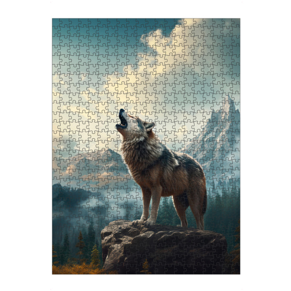 Puzzle Ravensburger "Wolf Mountains 2 (matart)" artboxONE - Tiere - Wolf,Wölfe,Tier,Tiere,Natur,Wild,Berge,Wald,Modern - Bild wolf