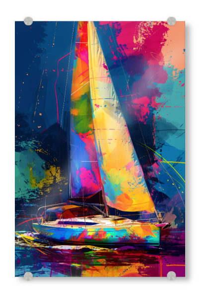 Acrylglasbild "Yacht-Rennboote N" artboxONE - Sport,Sport / Sommerspiele - Yacht,Rennen,Boote,Sport,Aquarell,Malerei
