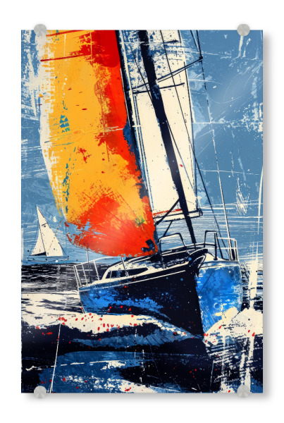 Acrylglasbild "Yacht-Rennboote C" artboxONE - Sport,Sport / Sommerspiele - Yacht,Rennen,Boote,Sport,Aquarell,Malerei