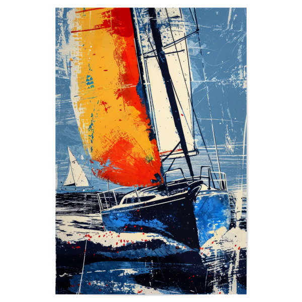 Poster 30x20 cm "Yacht-Rennboote C" artboxONE - Sport,Sport / Sommerspiele - Yacht,Rennen,Boote,Sport,Aquarell,Malerei