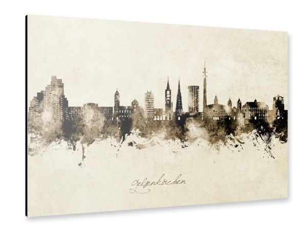 Alu-Dibond "Gelsenkirchener Skyline Sepia" 30x20 cm artboxONE