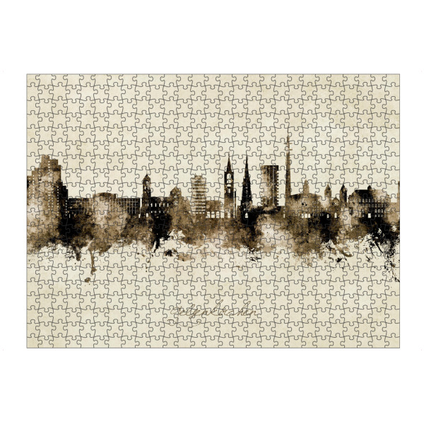 artboxONE Puzzle "Gelsenkirchener Skyline Sepia" artboxONE - Städte - Gelsenkirchen,Deutschland,Skyline,Stadtbild,Stadtbild,Aquarell,Malerei