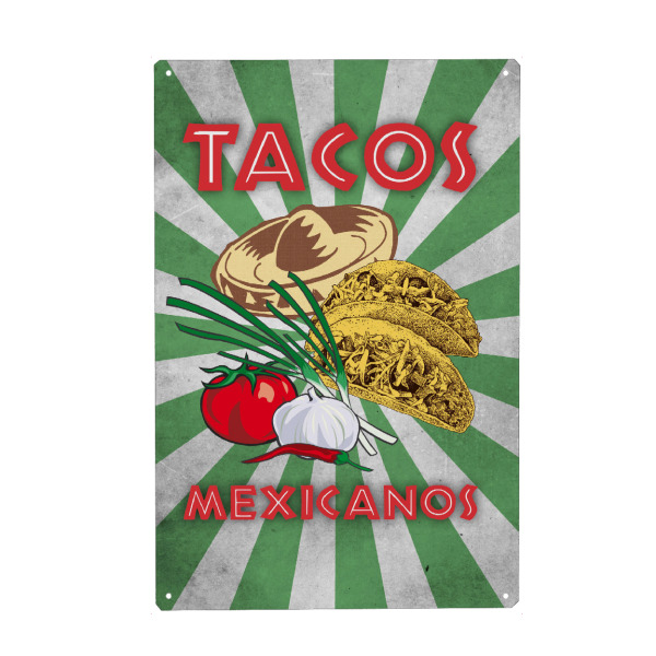 Metall Poster "Tacos Mexicanos" artboxONE - Essen & Trinken,Reise / Länder,Essen & Trinken / Obst & Gemüse