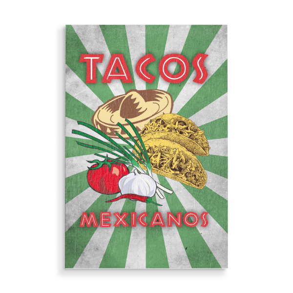 Holzbild "Tacos Mexicanos" artboxONE - Essen & Trinken,Reise / Länder,Essen & Trinken / Obst & Gemüse