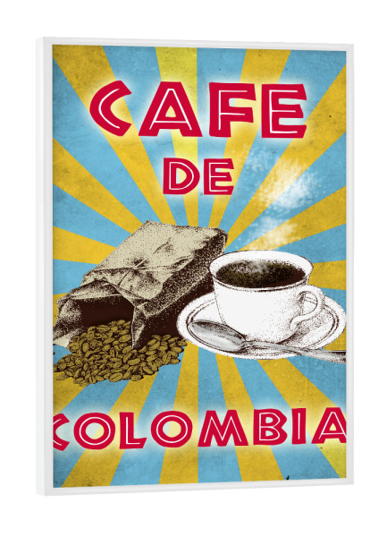 Poster mit weißem Rahmen "Cafe de Colombia" artboxONE - Reise,Essen & Trinken,Reise / Länder