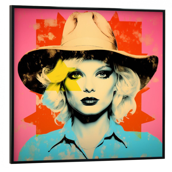 Poster mit schwarzem Rahmen 30x30 cm "ROSA COWGIRL" artboxONE - Natur,Menschen,Für Mama - Poptonicart,Frau,Bunt