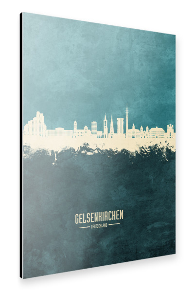 Alu-Dibond "Gelsenkirchener Skyline Türkis" 30x20 cm artboxONE
