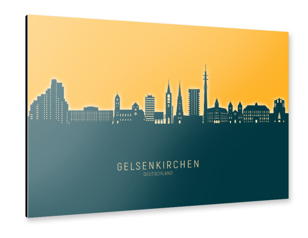 Alu-Dibond "Gelsenkirchen Skyline Citrus" 30x20 cm artboxONE