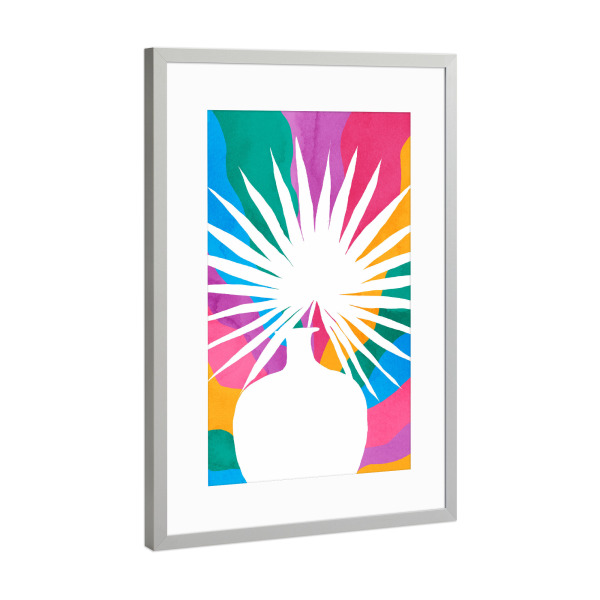 Poster mit Rahmen Silber "Fächerpalme" artboxONE - Abstrakt