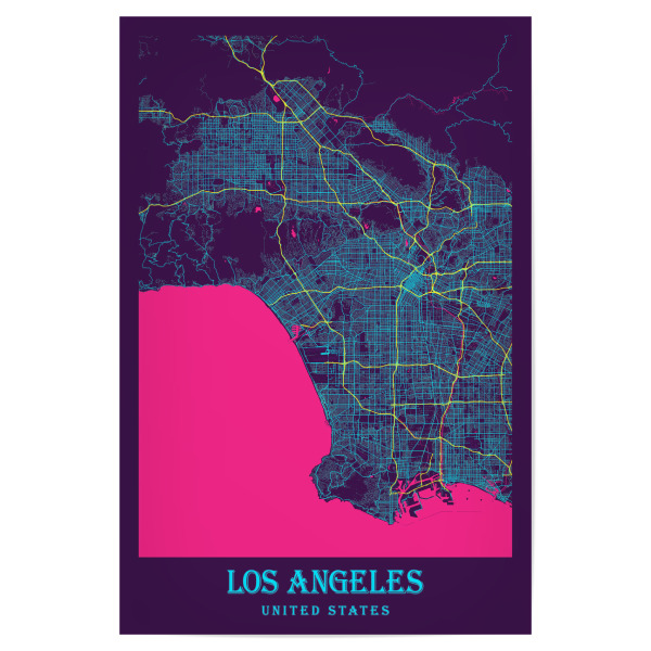 Poster "Citymap von LA" artboxONE - Städte / Los Angeles,Kartografie