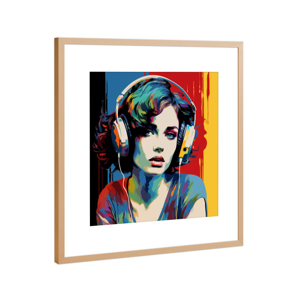 Poster mit Rahmen Kupfer "MUSIKER" artboxONE - Menschen,Fashion,Für Mama - Popart,Poptonicart,Musik,Musiker,Frau,Gelb