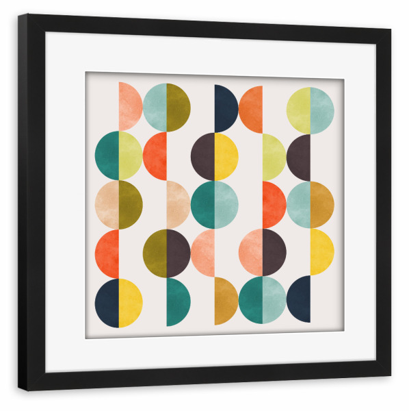 Poster mit Rahmen schwarz "Kreiskomposition B" artboxONE - Abstrakt,Geometrie
