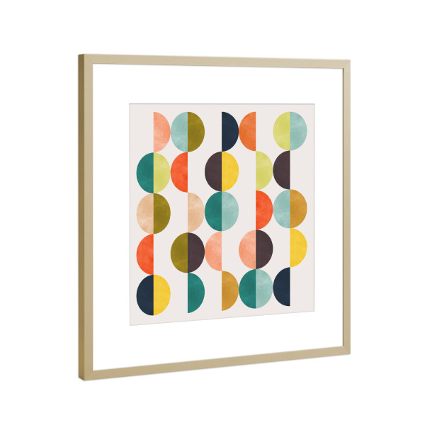 Poster mit Rahmen Gold "Kreiskomposition B" artboxONE - Abstrakt,Geometrie