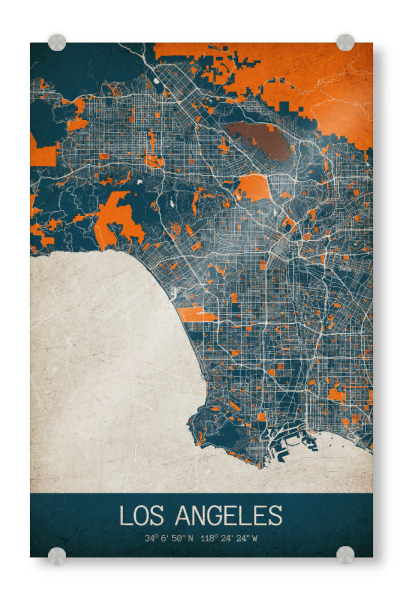 Acrylglasbild "Los Angeles Vintage Map" artboxONE - Städte / Los Angeles,Kartografie