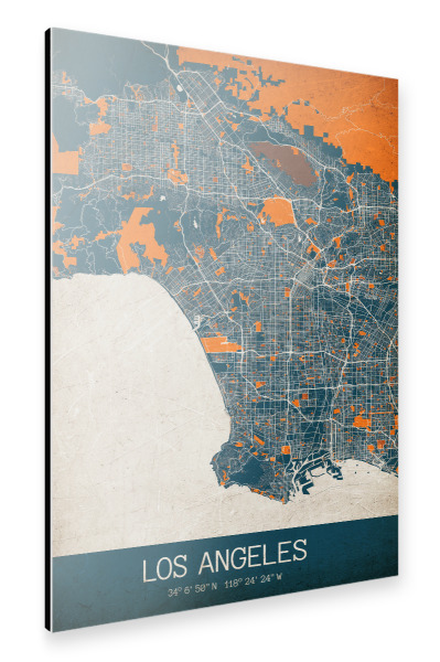 Alu-Dibond "Los Angeles Vintage Map" 30x20 cm artboxONE