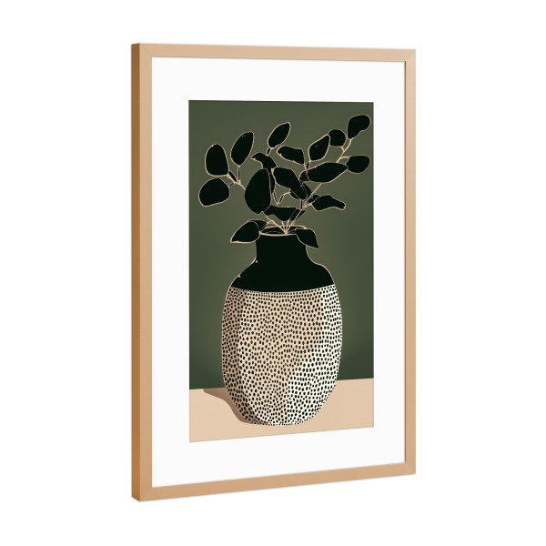 Poster mit Rahmen Kupfer "Pünktchen Vase" artboxONE - Natur,Floral