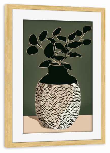 Poster mit Rahmen kiefer "Pünktchen Vase" artboxONE - Natur,Floral