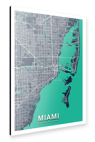 Alu-Dibond "Miami CityMap" 30x20 cm artboxONE