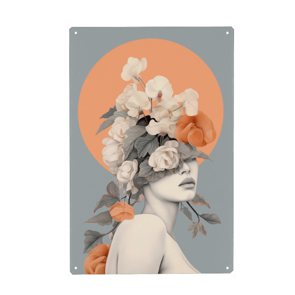 Metall Poster "Flowers and Hair" artboxONE - Natur,Floral,Menschen