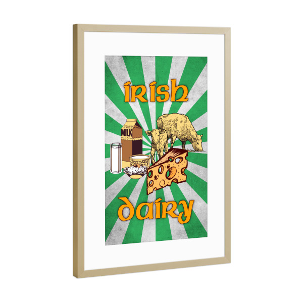 Poster mit Rahmen Gold "Irish Dairy" artboxONE - Reise,Essen & Trinken,Reise / Länder
