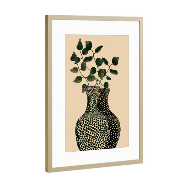 Poster mit Rahmen Gold "Punkt Vasen" artboxONE - Natur,Floral