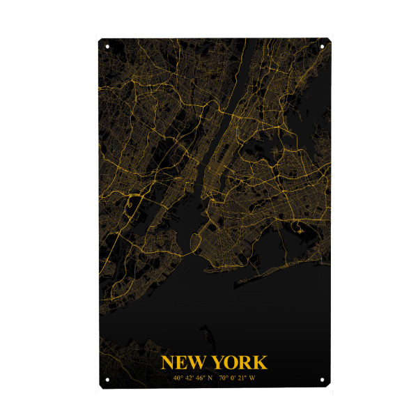 Metall Poster "City Map von New York" artboxONE - Städte / New York,Kartografie