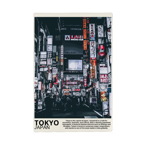 Metall Poster "Tokio-Japan-Straße" artboxONE - Städte / Tokio - Tokio,Tokio-plakat,Japanisch,Japan,Asiatisch,Kultur,Reisen,Stadtbild - Blechschild