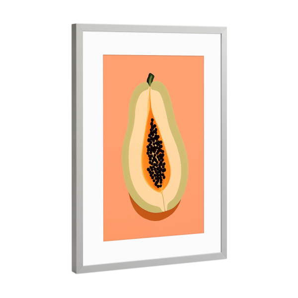 Poster mit Rahmen Silber "Papaya Frucht" artboxONE - Natur,Essen & Trinken / Alkohol,Essen & Trinken / Obst & Gemüse